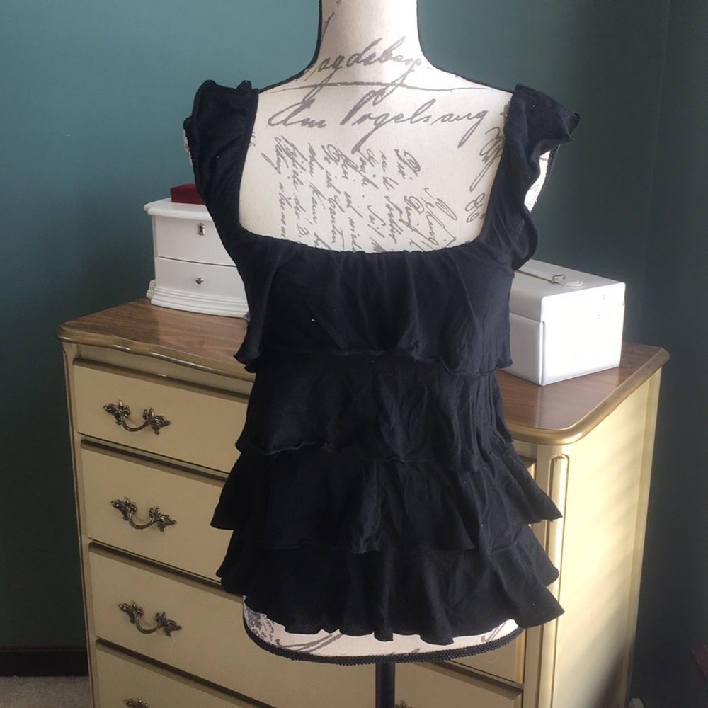 Express black ruffle tank